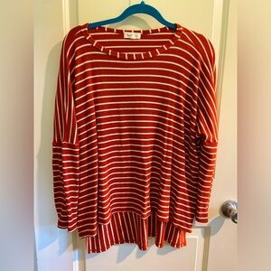 Hailey & Co. Rust Orange Thin Stripped Shirt, Women's Size Large